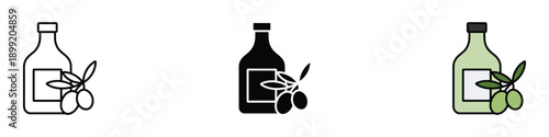 Olive oil bottle icon vector. Organic cooking, Natural extra virgin symbol. Vector illustration.