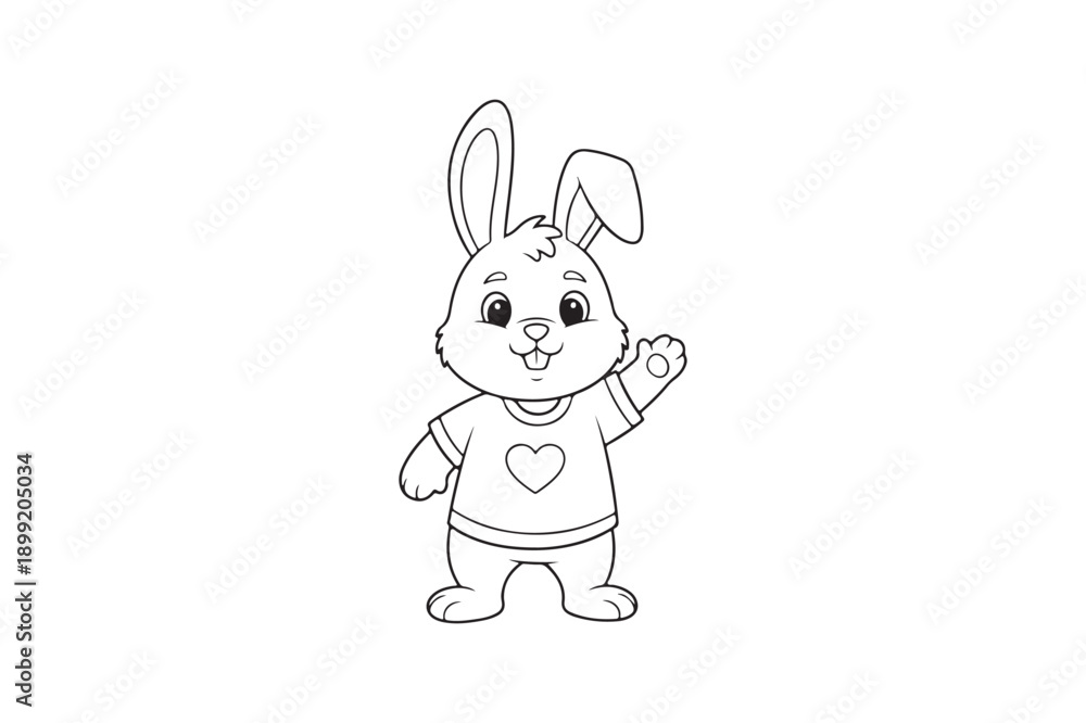 Obraz premium Cute Rabbit Coloring Page for Kids – Free Printable Bunny Outline, Rabbit Coloring Page Printable vector illustration