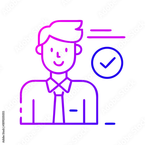 A professional man with a checkmark symbolizing approval or success. Vector