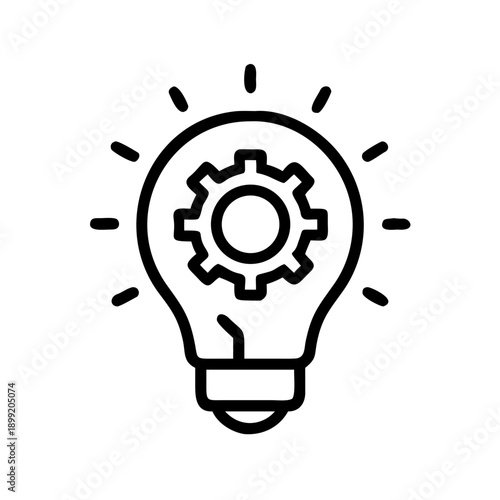 A light bulb with a gear symbolizing innovative ideas and mechanical concepts. Vector