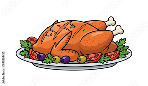 Cartoon Roast Chicken Food Clipart for Menu and Games