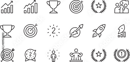 Set of achievement and success icons