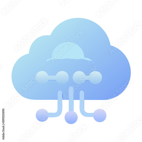 A serene blue cloud with light rain droplets falling downwards Vector