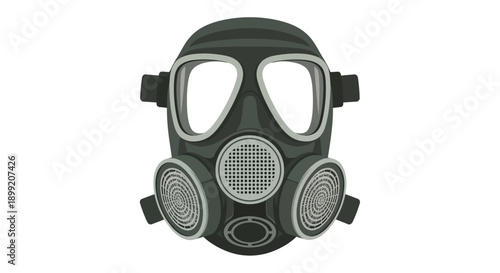 Front view of a gas mask illustration on a neutral background