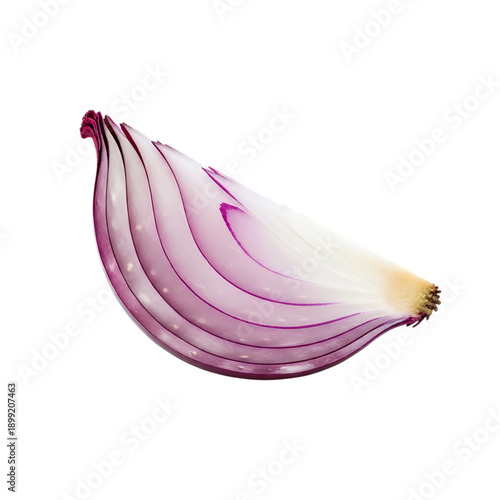 A detailed illustration of a sliced red onion showcasing its layers on transparent background high quality