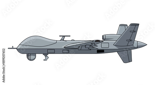 A detailed illustration of a modern stealth fighter jet flying from a side viewpoint