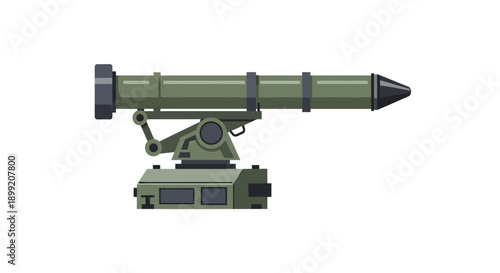 Military missile launcher illustration showcasing weapon technology and military equipment on a plain background