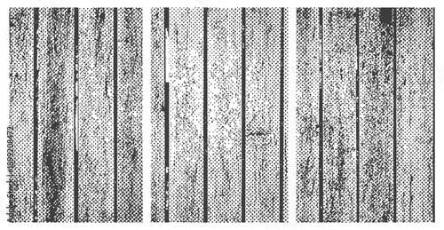 Black and White Halftone Wood Grain Texture Grunge Overlay Vector Background