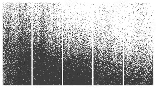 Black and White Vertical Grunge Gradient Texture Panels Distressed Halftone Stipple Grain Rough Background Set