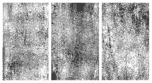 Three Black and White Grunge Vector Textures Set Distressed Grain Overlay Dirty Background Graphic Resource