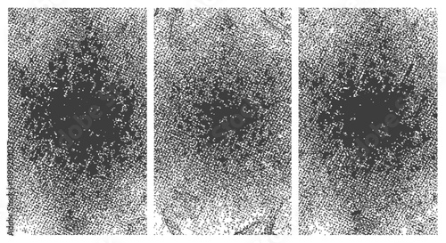 Set of three vertical vector grunge textures distressed noise grain overlay backgrounds