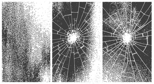Cracked Glass and Grunge Distress Texture Vector Set Black and White Broken Window Shatter Overlay Background