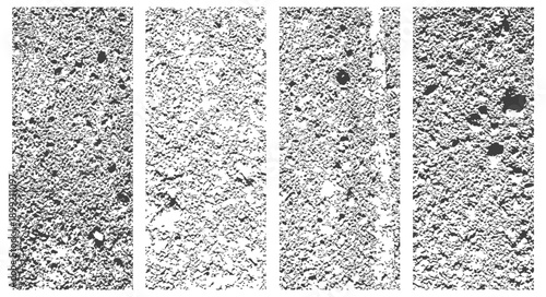 Four Black and White Vector Grunge Textures Set Grain Dust Grit Overlay Distress Background Elements