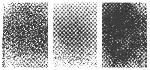 Vector Distressed Textures Set Grunge Grain and Halftone Dot Overlays Black and White Monochrome Background Pack