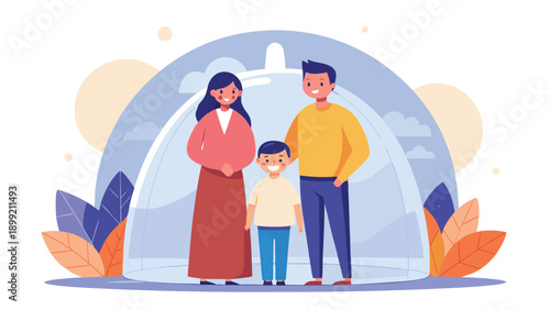 A warm and heartwarming illustration of two adults and a child together, conveying a sense of love, comfort, and togetherness.