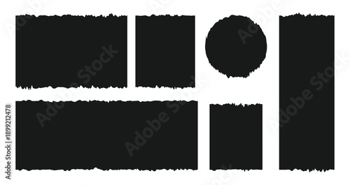 Jagged rectangle. Set of Paper torn, jagged edge rectangle shape. Isolated on white background . Vector illustration.  