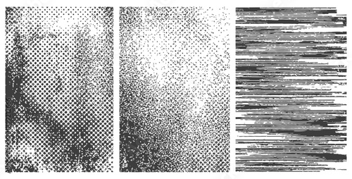 Three Grunge Texture Backgrounds Halftone Grain Lines Distressed Vector Set for Graphic Design Overlays