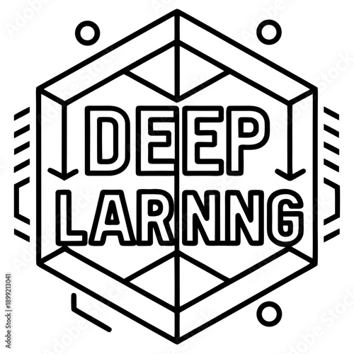 A stylized geometric design representing the concept of deep learning. Vector