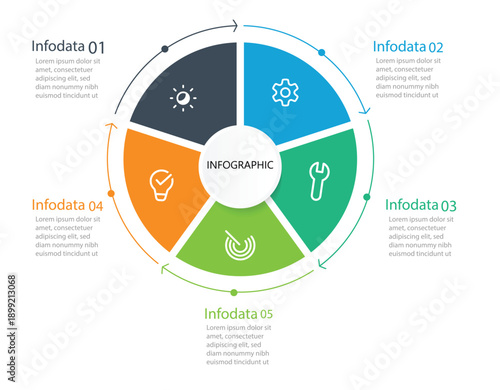 Circle arrows diagram infographic set. Can be used for chart, graph, report, presentation, web design.  Modern Infographic Vector Template. 