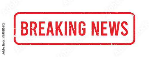 Breaking News stamp label with red vintage style for news alert, media headline and UI vector