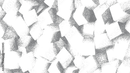 Abstract textured geometric shapes in shades of gray and white with rough brushstroke effect