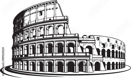 Colosseum ancient roman amphitheater architecture landmark vector illustration