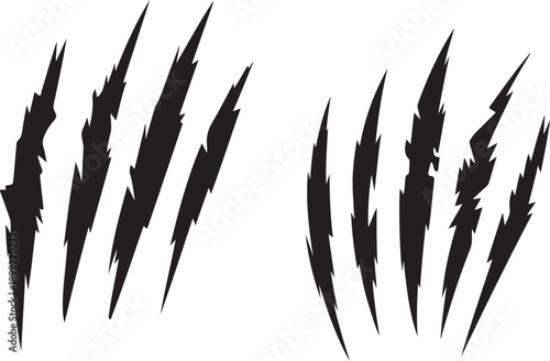 Set of wild animal claw scratches on transparent background monster beast marks collection