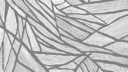 Abstract grey and white textured pattern with intersecting lines and organic shapes