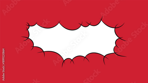 Dynamic red comic burst frame with white empty space for text or attention-grabbing content