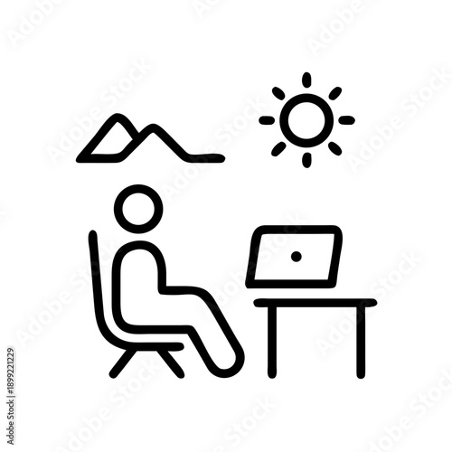Person enjoying a sunny day while working on a laptop outdoors Vector