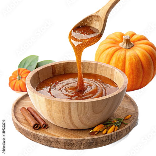 Delicious pumpkin syrup in a rustic setting