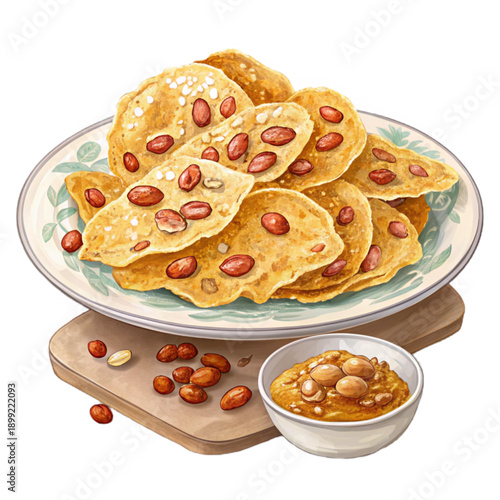 Delicious rempeyek kacang on a plate with crunchy texture