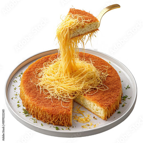Delicious sweet cheese kunafa with crispy golden layers