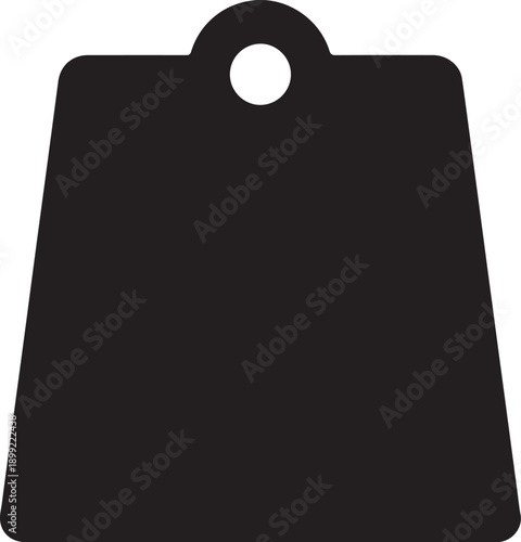Black silhouette of a tag with a rounded top and a hole for hanging on a white background label price tag
