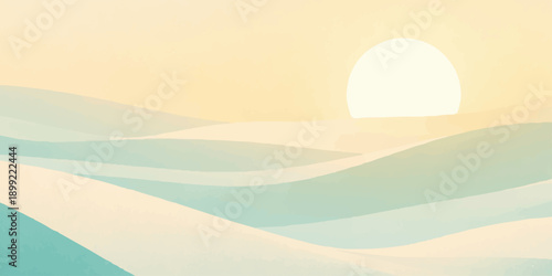 A vibrant nature landscape illustration featuring an orange summer sunset over the beach, sea, and desert sand with clouds along the horizon

Would you like me to generate an image based on this descr