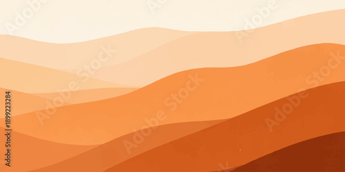 Vector illustration of a seamless abstract background featuring a sunset over orange desert sand dunes and an arid Sahara landscape with heat waves