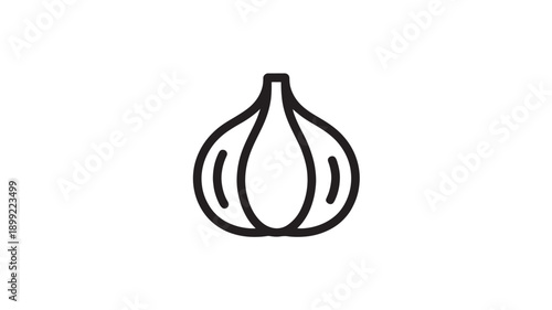 Garlic Clove Illustration in Simple Line Art Style with Black Color on White Background for Culinary Use