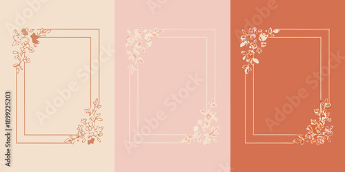 Elegant floral frames in varying pastel shades and rectangular shapes