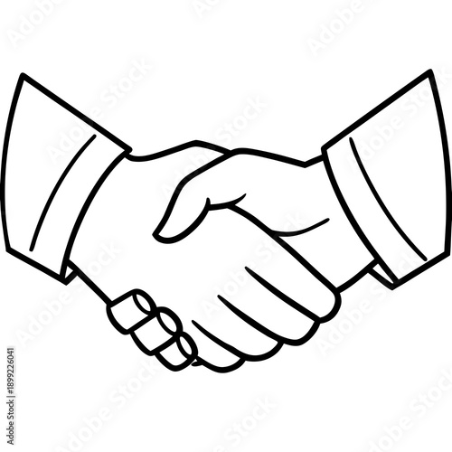 Two people shaking hands in a formal business setting. Vector