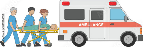 Emergency Medical Team Vector Illustration Patient Transport Scene
