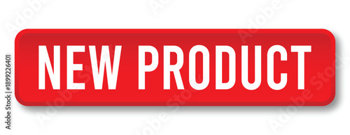 New Product button with red 3D style for ecommerce launch, item promotion and UI vector