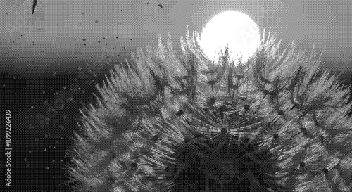 A large spiky sea creature rises towards the full moon in a dark, mysterious ocean scene from a low angle