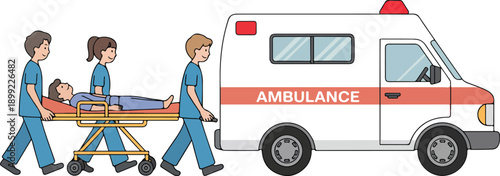 Emergency Medical Team Vector Illustration Patient Transport Scene