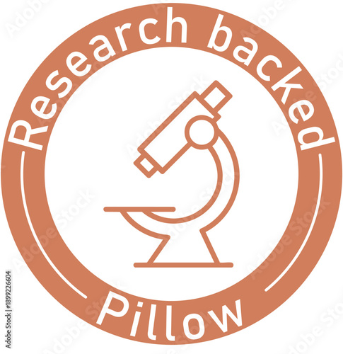 Research backed pillow icon with microscope symbolizing scientific validation and quality sleep flat vector illustration for bedding brands and health websites