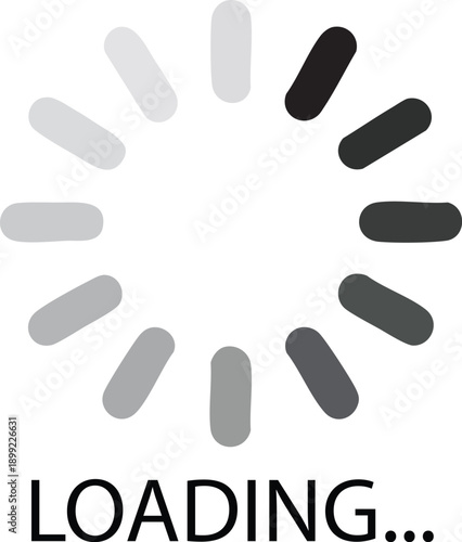 Circular loading indicator with text representing waiting or buffering for web and app interfaces isolated on white background