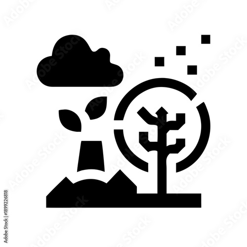 A stylized illustration of a tree and a cloud with a digital overlay. Vector