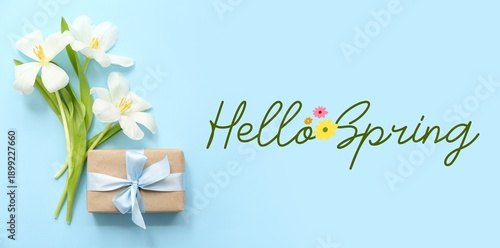 Gift box and tulip flowers ...