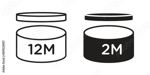 12M icon and Symbols Collection. Simple Flat Outline Stroke