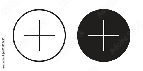 Add icon and Symbols Collection. Simple Flat Outline Stroke