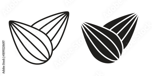 Almond icon and Symbols Collection. Simple Flat Outline Stroke